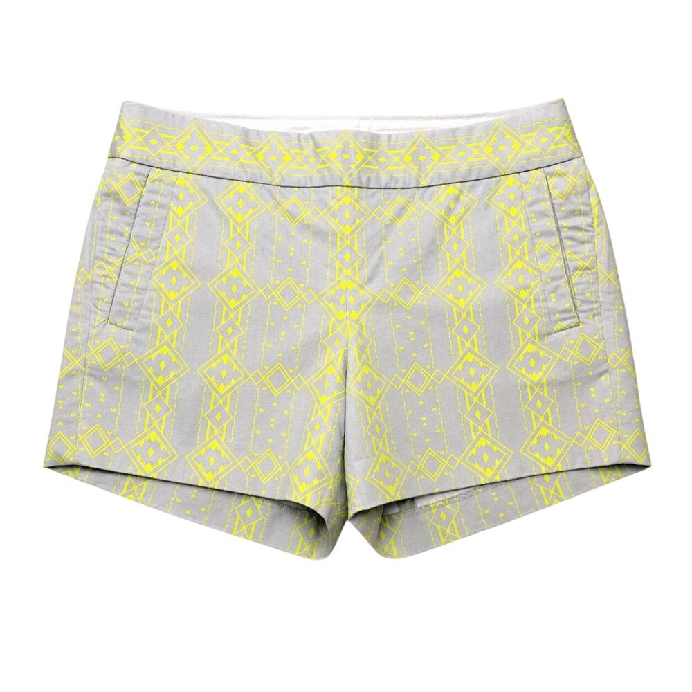 J.Crew Factory Neon Geo Print Stretch Shorts Gray Yellow Size 6